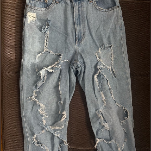 Distressed Ripped Blue Jeans - Picture 2 of 3
